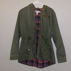 Women’s Large Army Green Jacket with flannel lining.